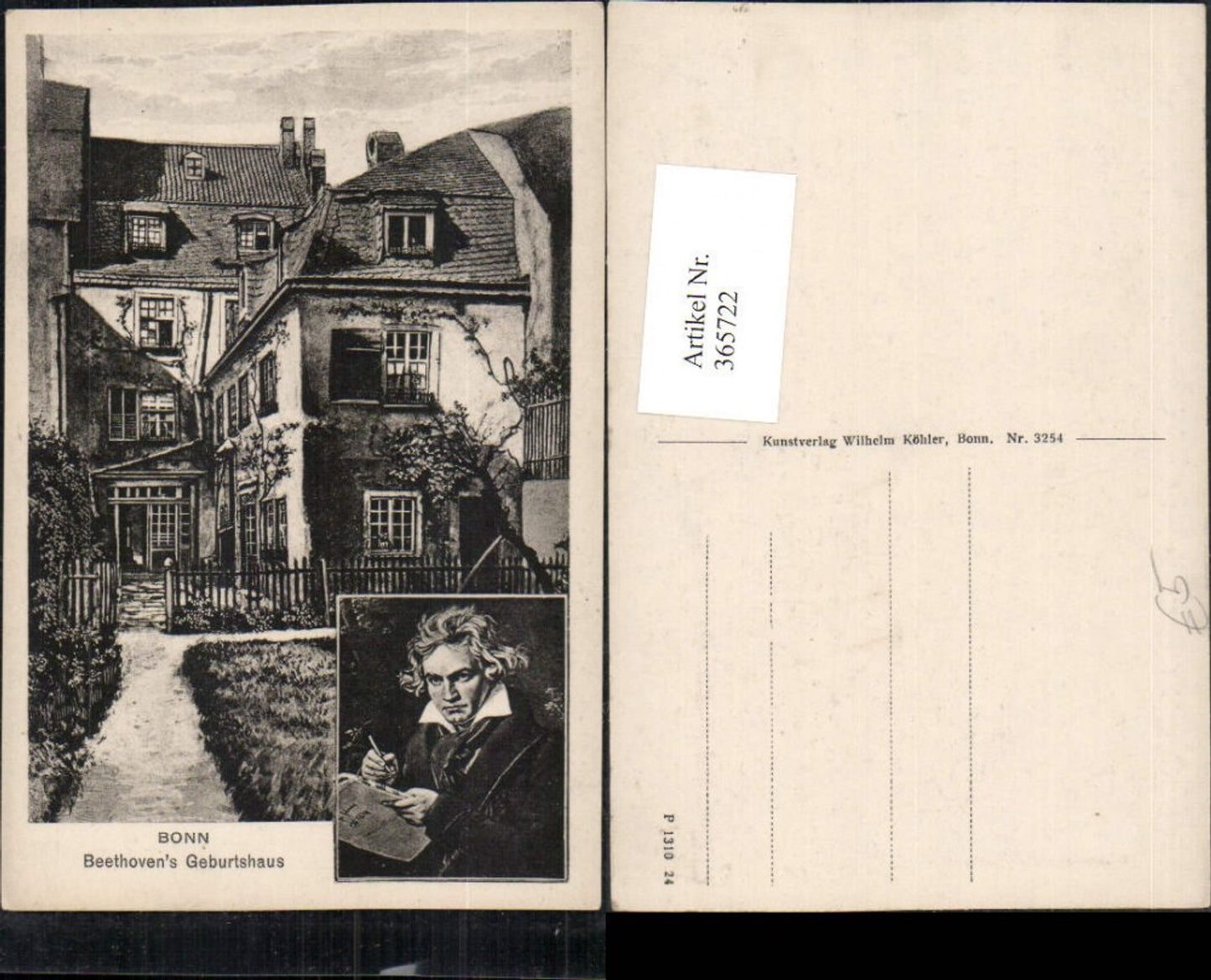 365722,Künstler AK Bonn Beethovens Geburtshaus Portrait Mehrbildkarte