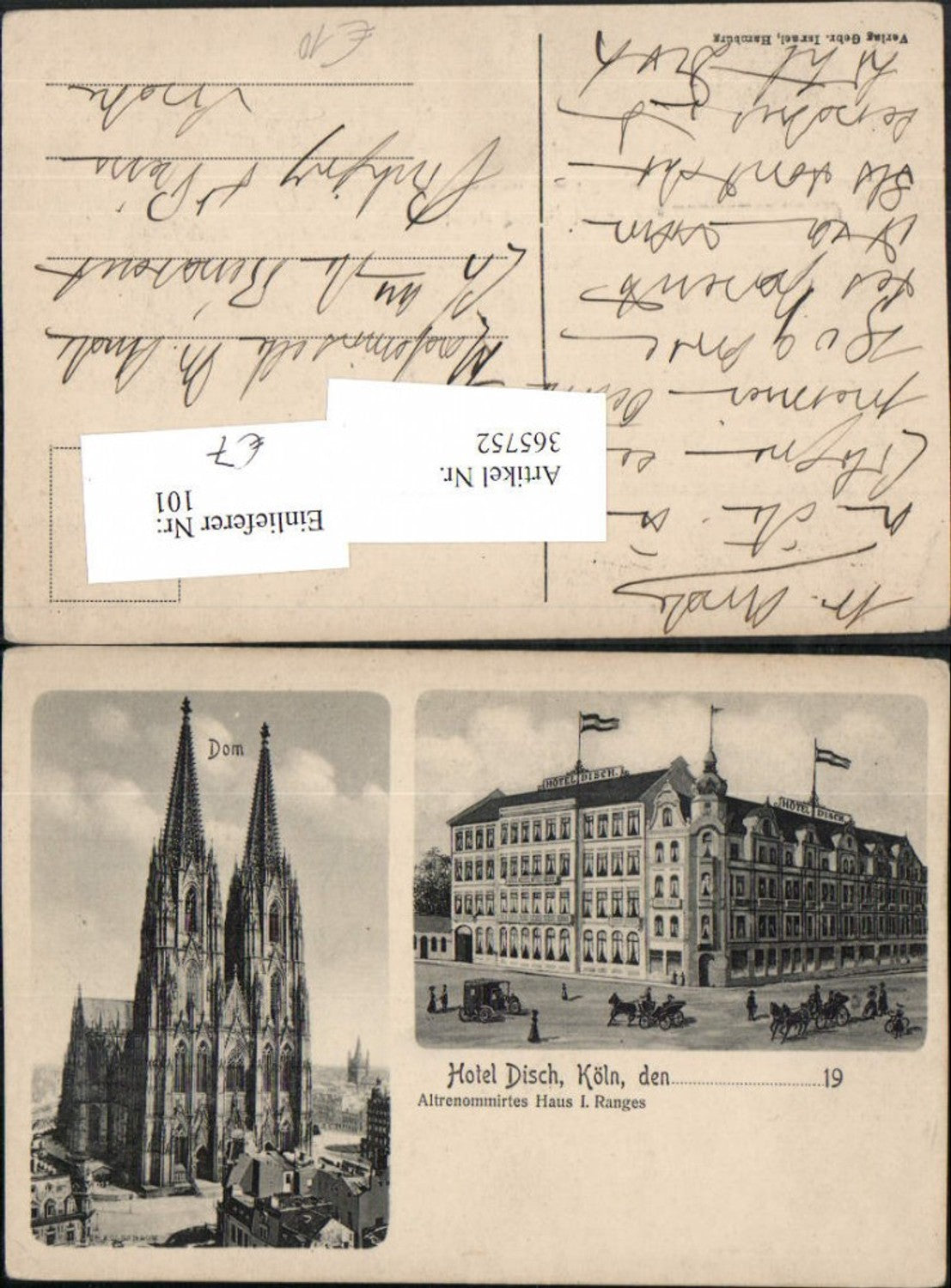 365752,Köln am Rhein Hotel Disch Dom Kirche Mehrbildkarte