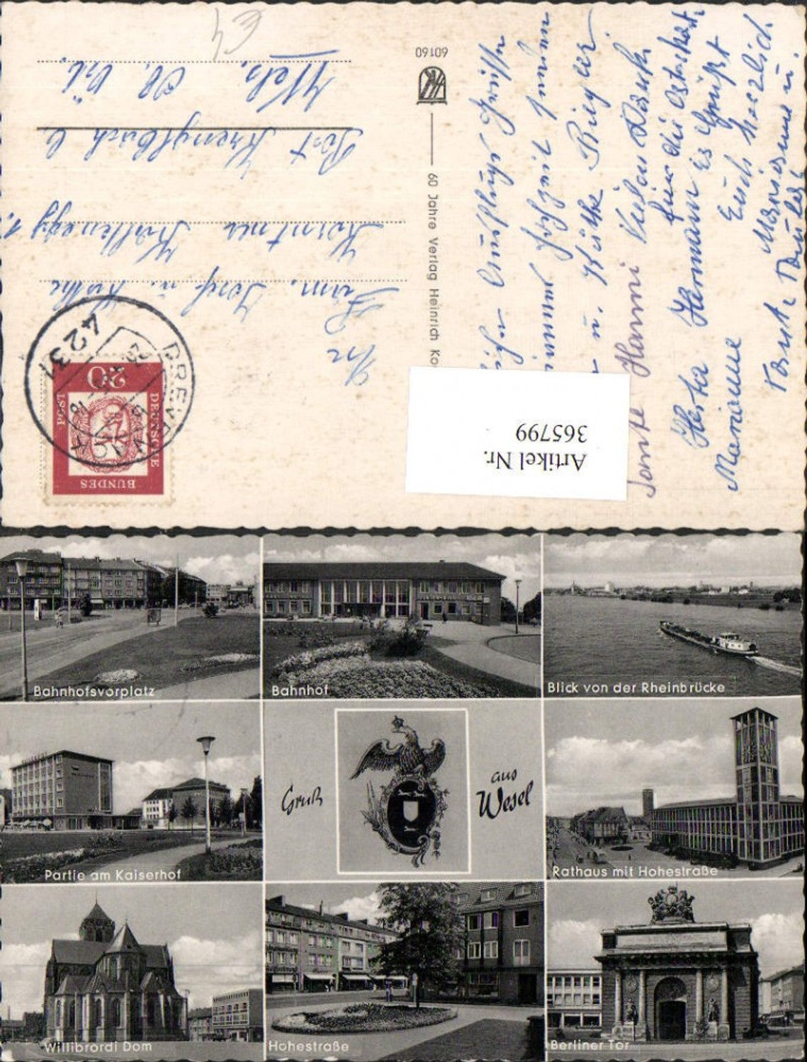 365799,Gruß aus Wesel Bahnhof Willibrordi-Dom Berliner Tor Rathaus Mehrbildkarte