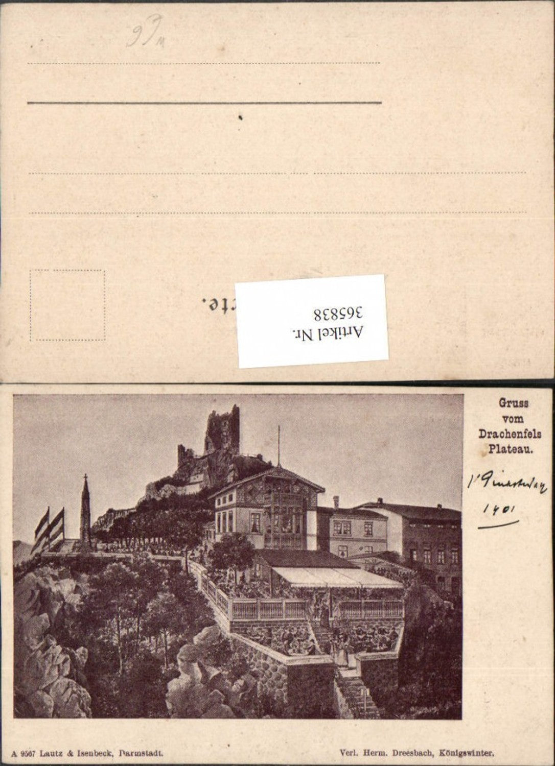 365838,Gruß vom Drachenfels Plateau b. Königswinter Ruine