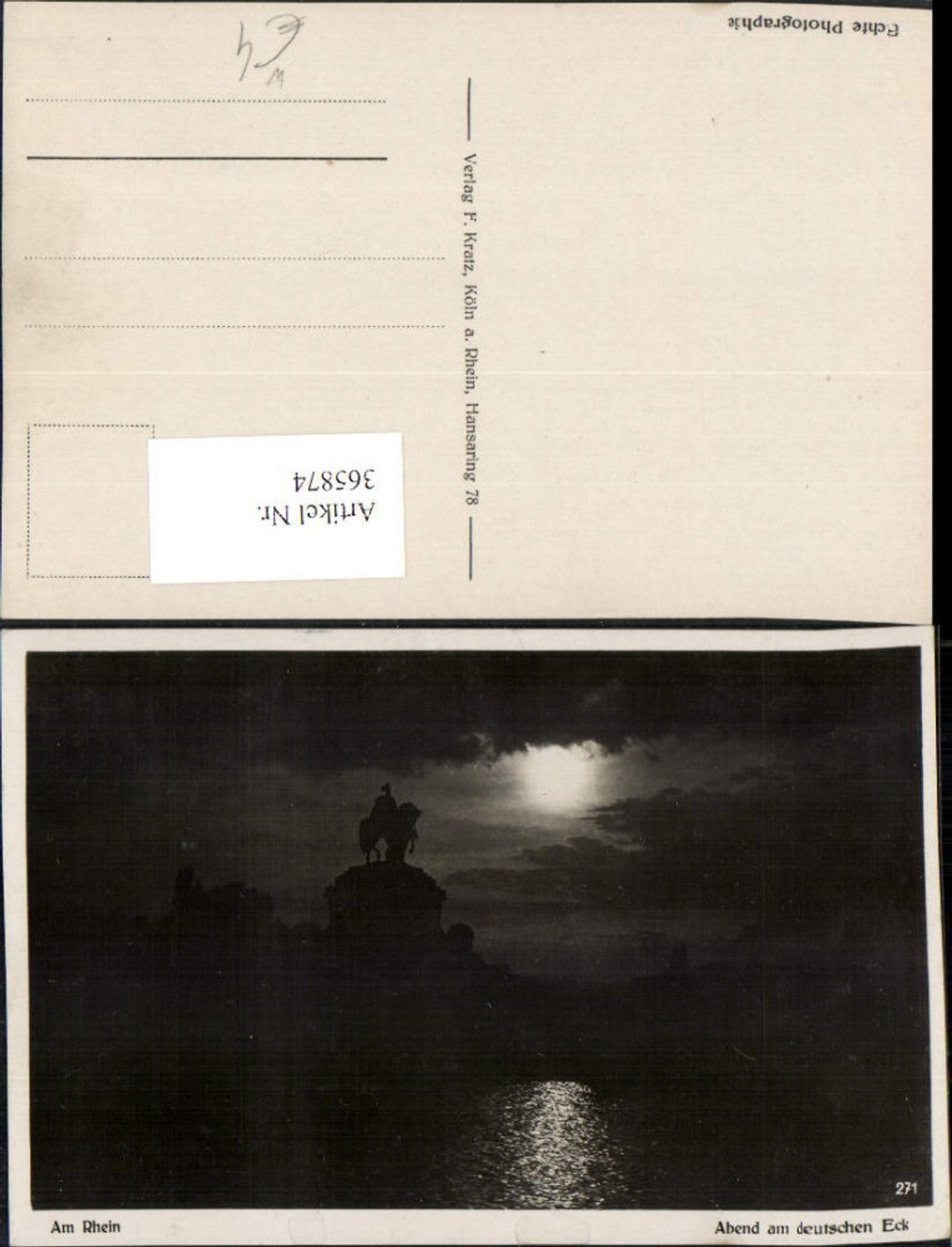 365874,Koblenz Abend am deutschen Eck Kaiser Wilhelm Denkmal