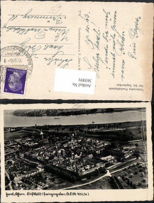 365891,Dormagen Zons am Rhein Totale Fliegeraufnahme