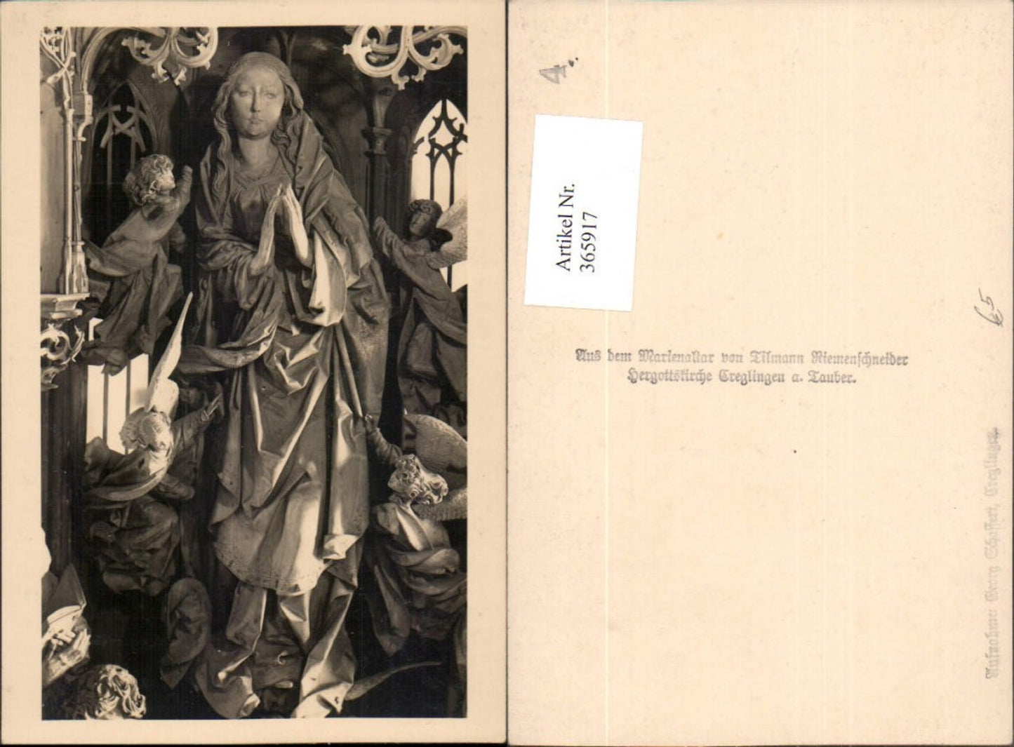 365917, Creglingen an der Tauber, Hergottskirche, Marian altar, statue of angels