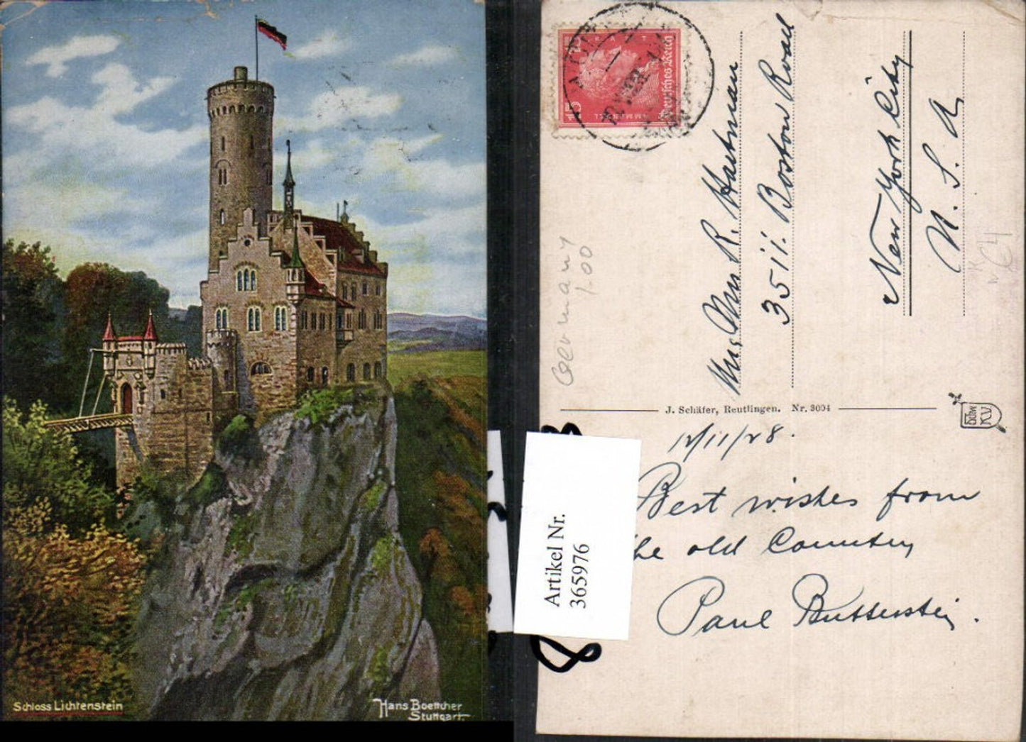 365976,Künstler AK Hans Boettcher Schloss Lichtenstein b. Honau