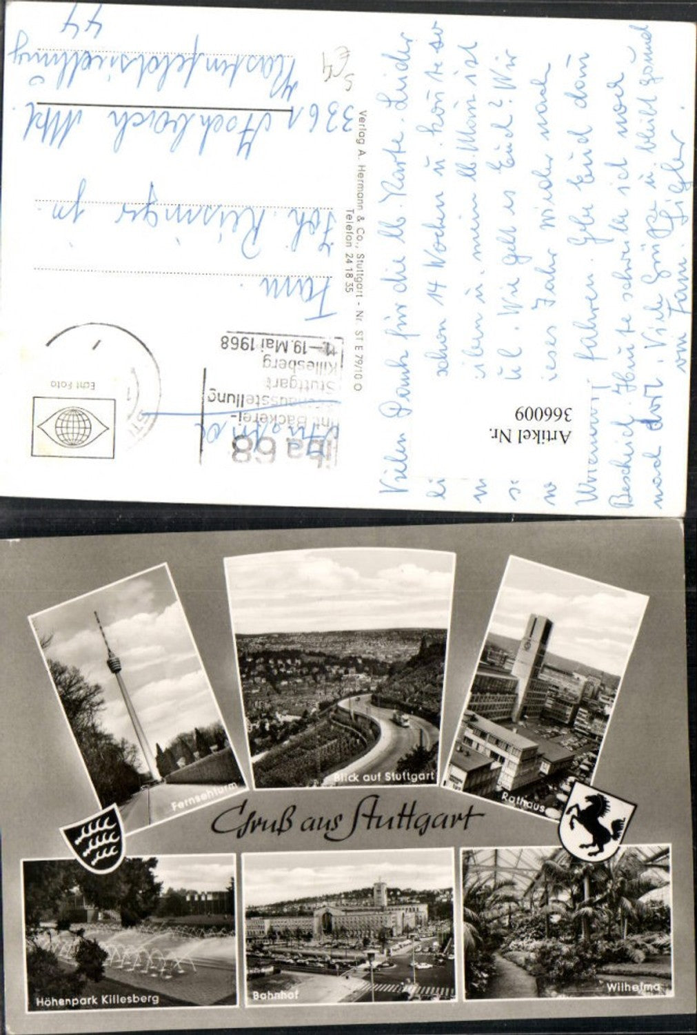 366009,Stuttgart Rathaus Bahnhof Fernsehturm Int. Bäckerei-Ausstellung Killesberg 1968