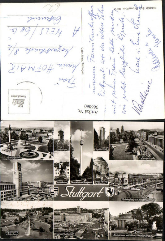 366060, Stuttgart City Hall Train Station TV Tower Castle Theatre Multiview Map