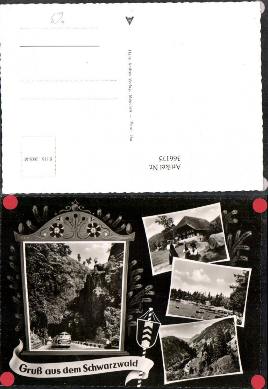 366175,Gruß aus dem Schwarzwald Hirschsprung Schwarzwaldhaus Tracht See Mehrbildkarte