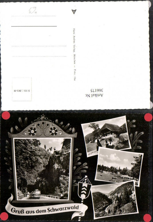 366175,Gruß aus dem Schwarzwald Hirschsprung Schwarzwaldhaus Tracht See Mehrbildkarte