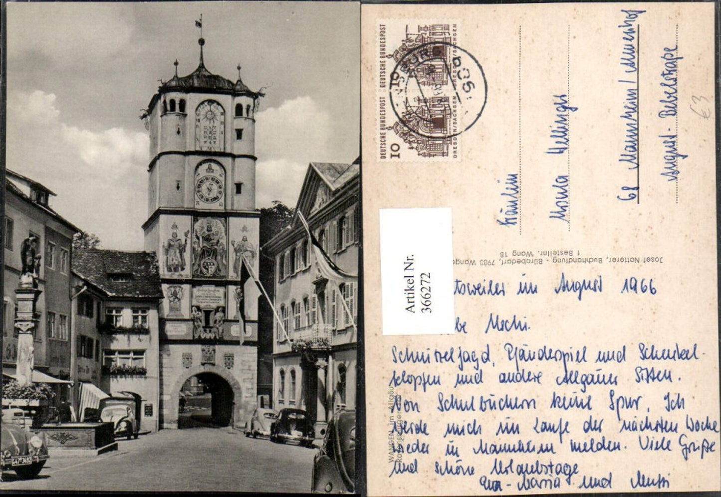 366272,Wangen im Allgäu Ravensburger Tor Turm Straßenansicht Brunnen