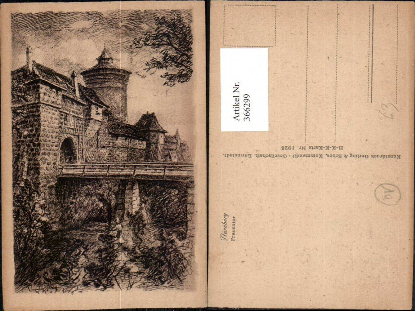 366299,Künstler AK Nürnberg Frauentor Tor Brücke Turm