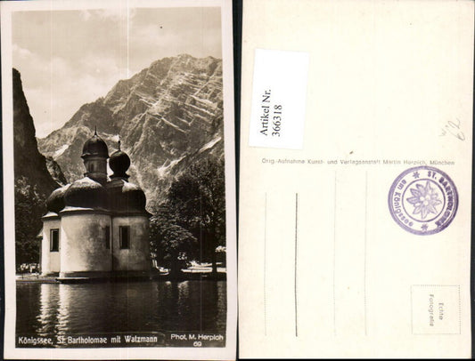 366318,Königssee b. Schönau St. Bartholomä Kapelle m. Watzmann Bergkulisse