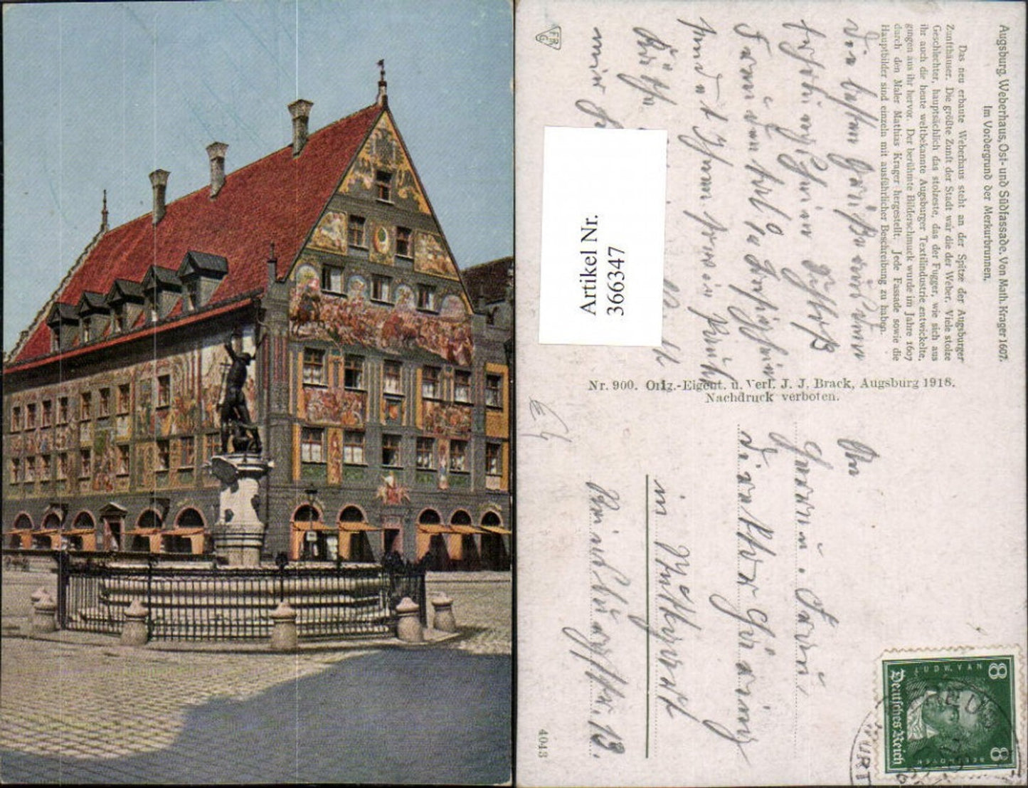 366347,Augsburg Weberhaus Merkurbrunnen Brunnen