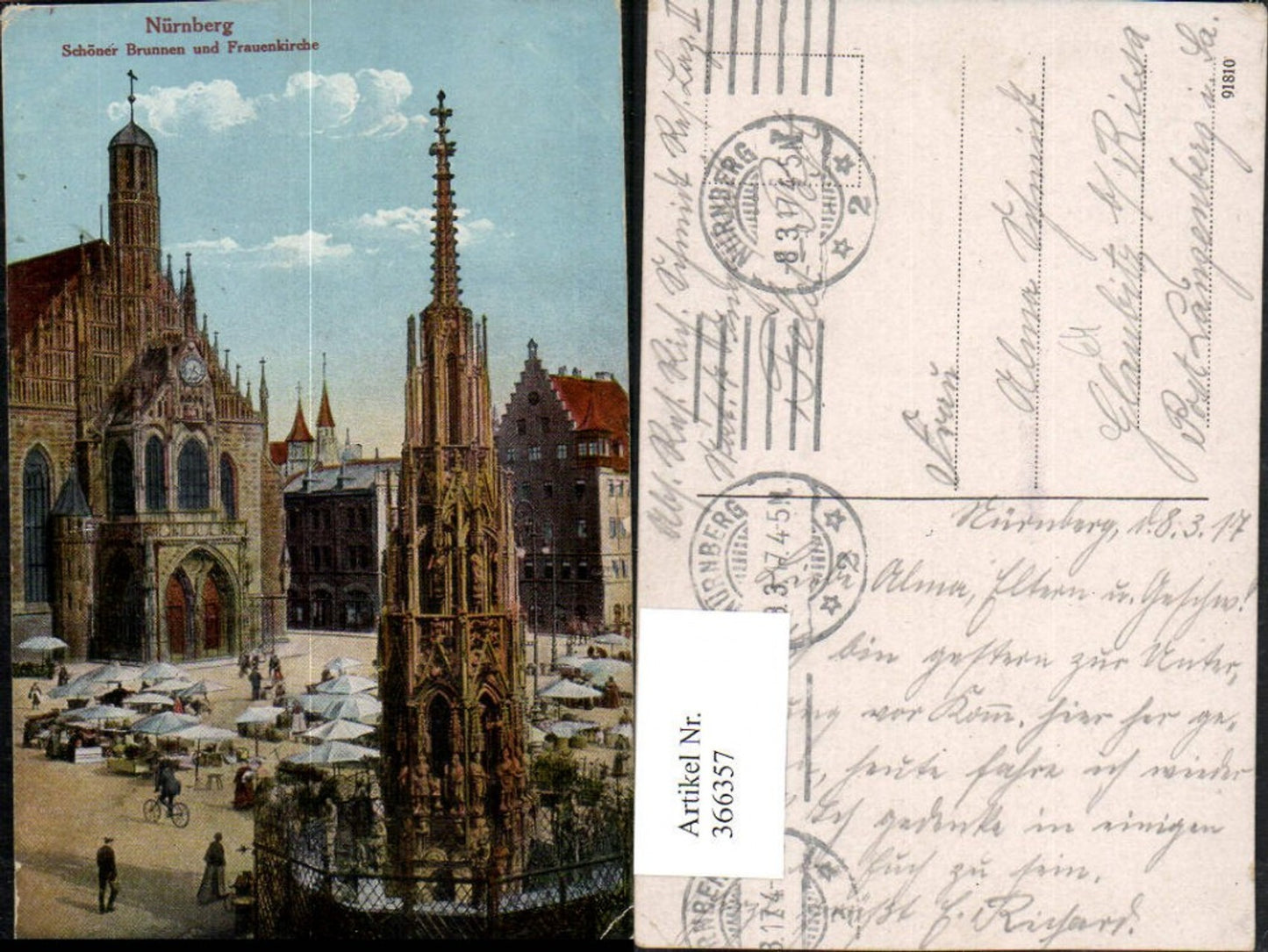 366357,Nürnberg Schöner Brunnen u. Frauenkirche Kirche Markt