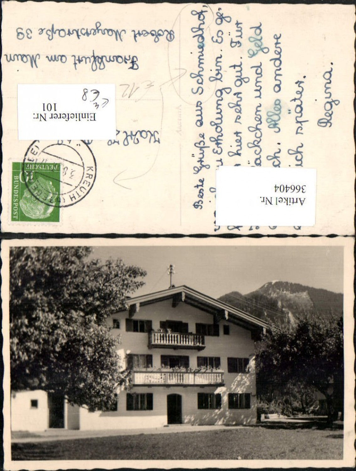 366404,Foto AK Kreuth Schmiedhof Haus
