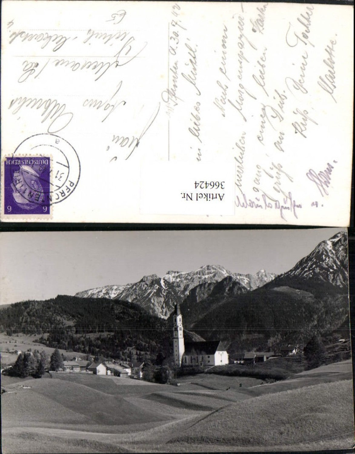 366424,Pfronten im Allgäu Totale Kirche Bergkulisse