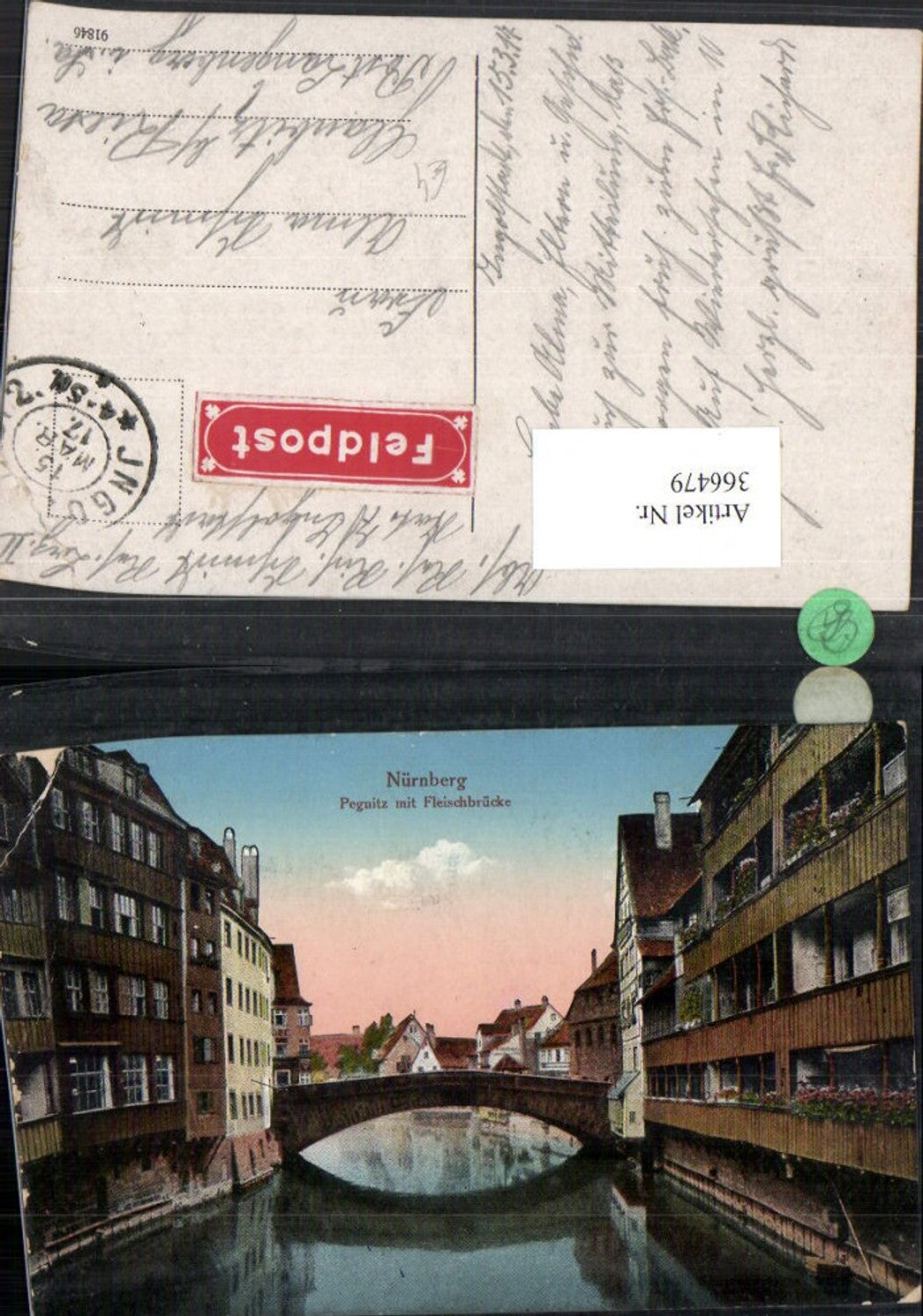 366479,Nürnberg Pegnitz m. Fleischbrücke Brücke