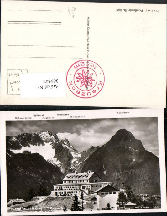 366542,Kreuzeckhaus b. Garmisch-Partenkirchen Bergkulisse pub Foto H. Huber 1006