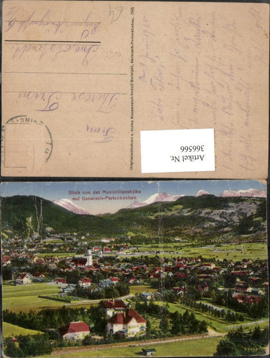 366566,Garmisch-Partenkirchen Totale von d. Maximilianshöhe Bergkulisse