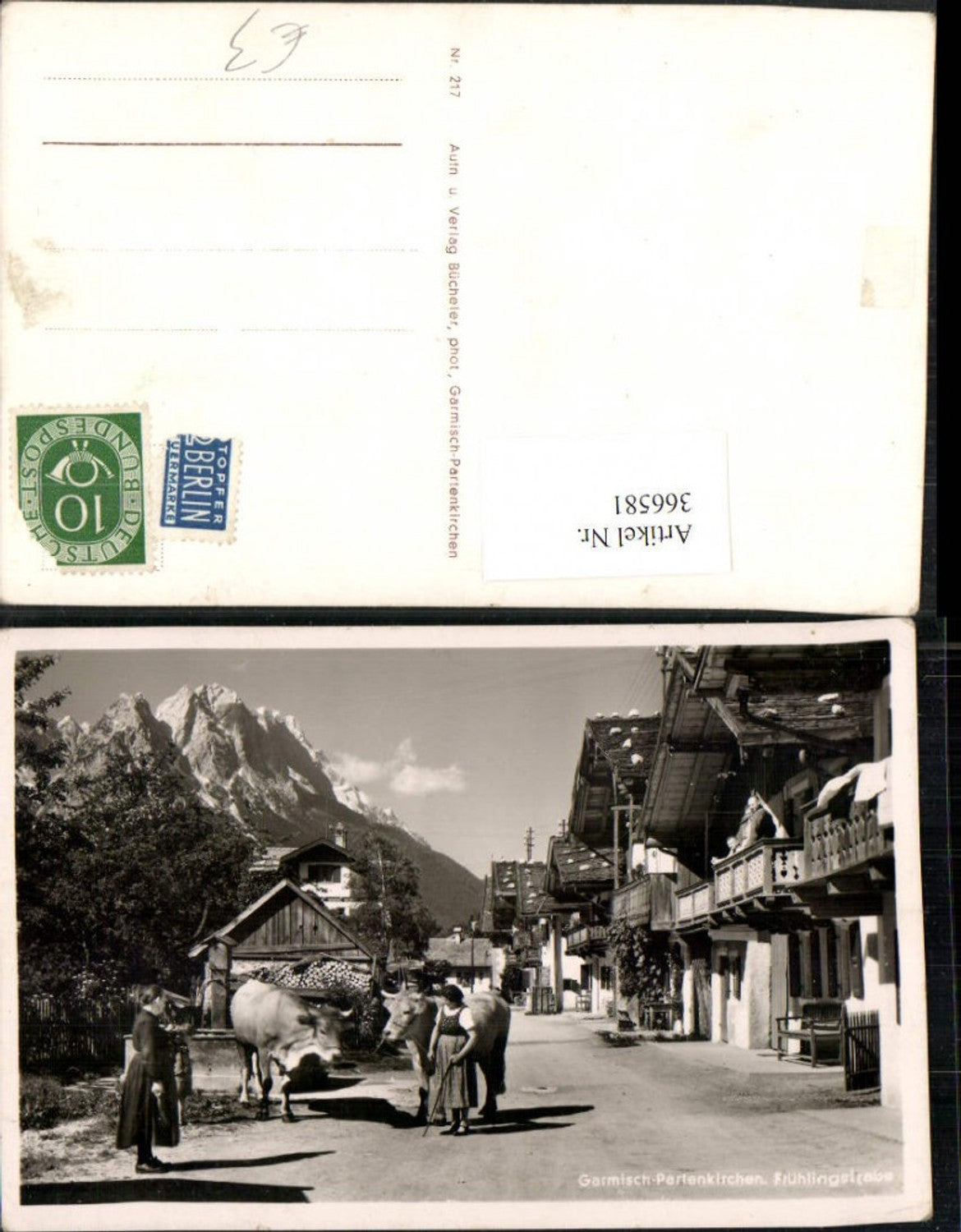 366581,Garmisch-Partenkirchen Frühlingstraße Straßenansicht Rinder Brunnen