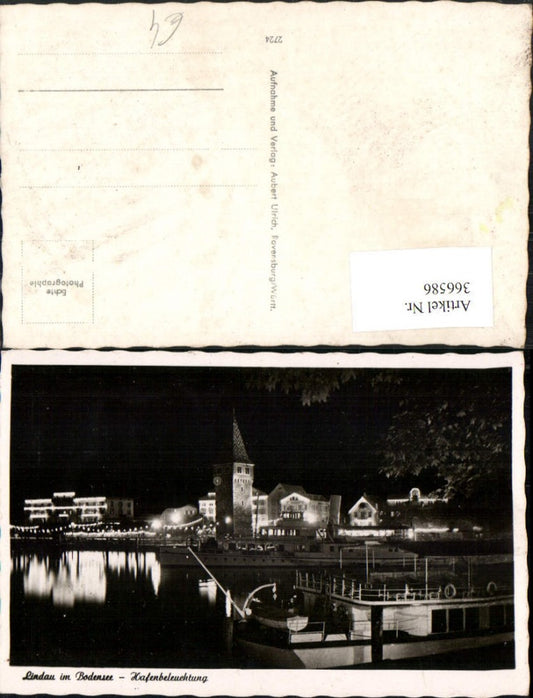 366586,Lindau im Bodensee Teilansicht Hafen Beleuchtung Dampfer Turm