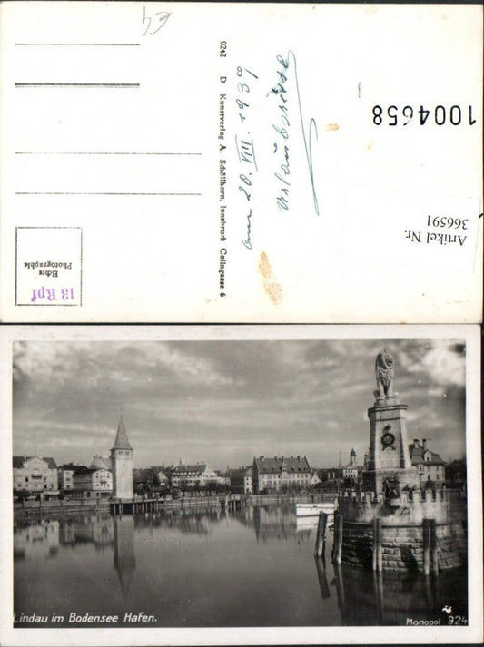 366591,Lindau im Bodensee Teilansicht Hafen Löwenstatue Turm