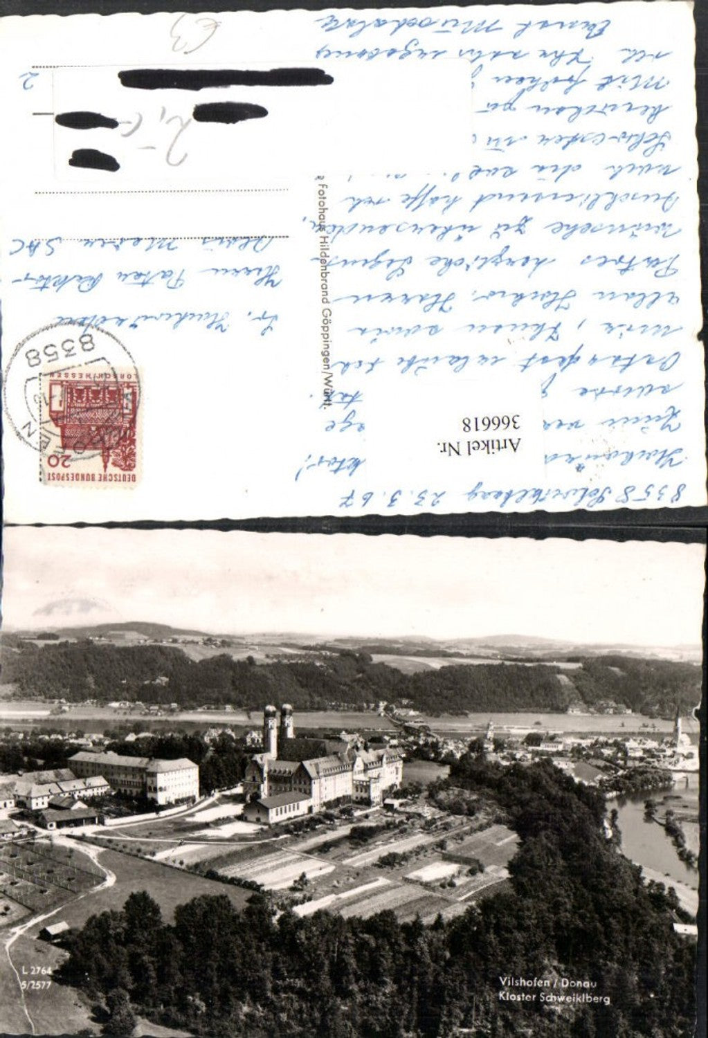 366618,Vilshofen an d. Donau Teilansicht m. Kloster Schweiklberg