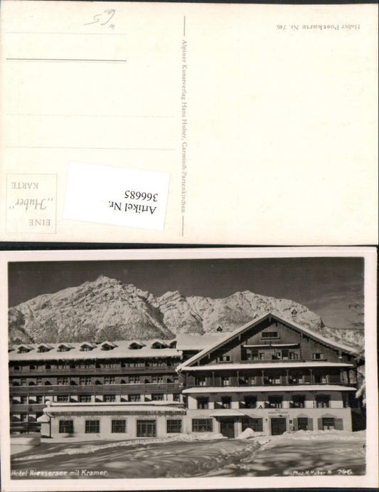 366685,Hotel Rießersee b. Garmisch m. Kramer Bergkulisse Winterbild pub H. Huber 746