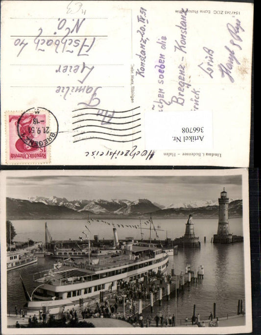 366708,Lindau im Bodensee Hafen Dampfer Allgäu Leuchtturm Bergkulisse