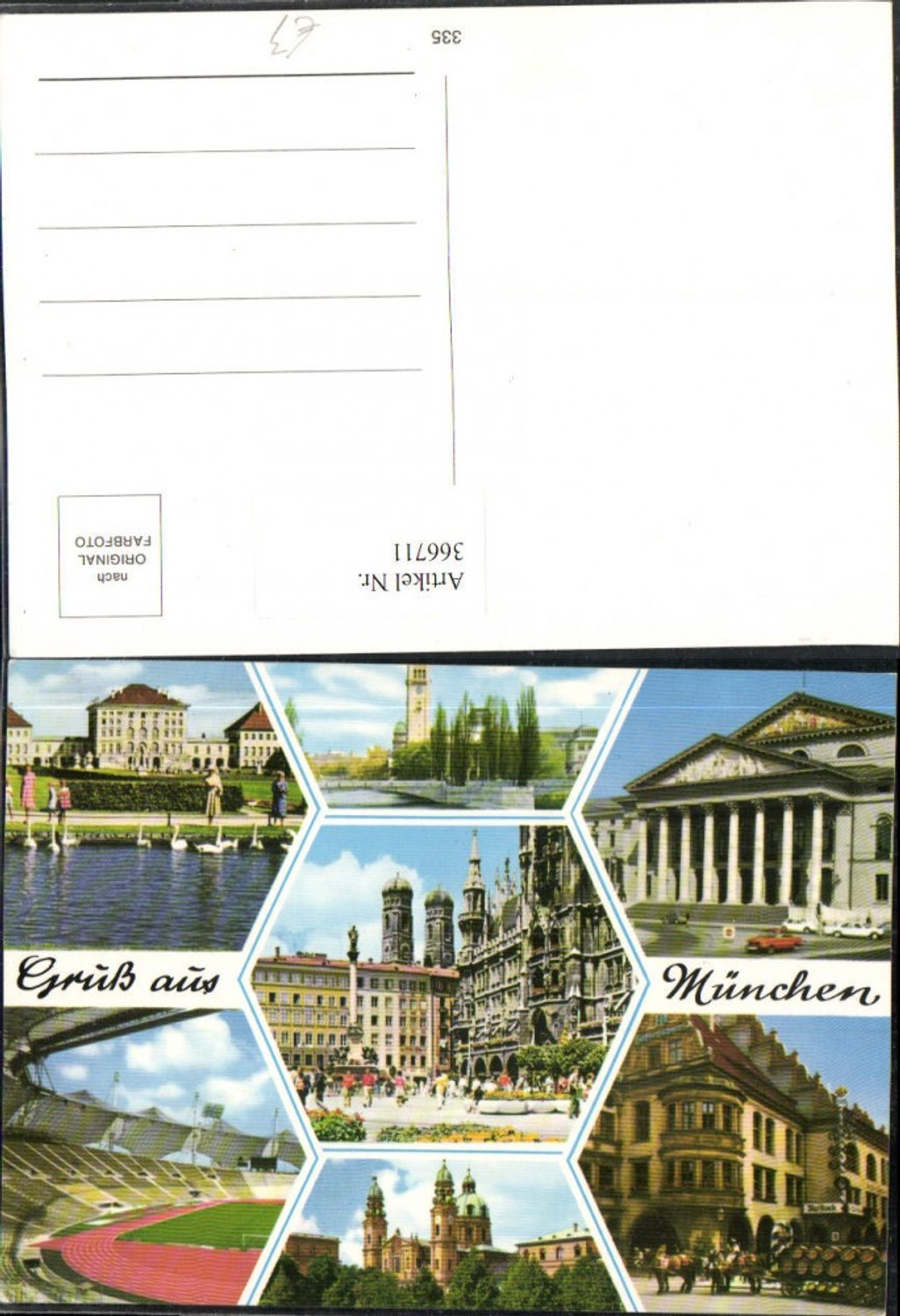 366711,München Rathaus Hofbräuhaus Stadion Schloss Nymphenburg Mehrbildkarte