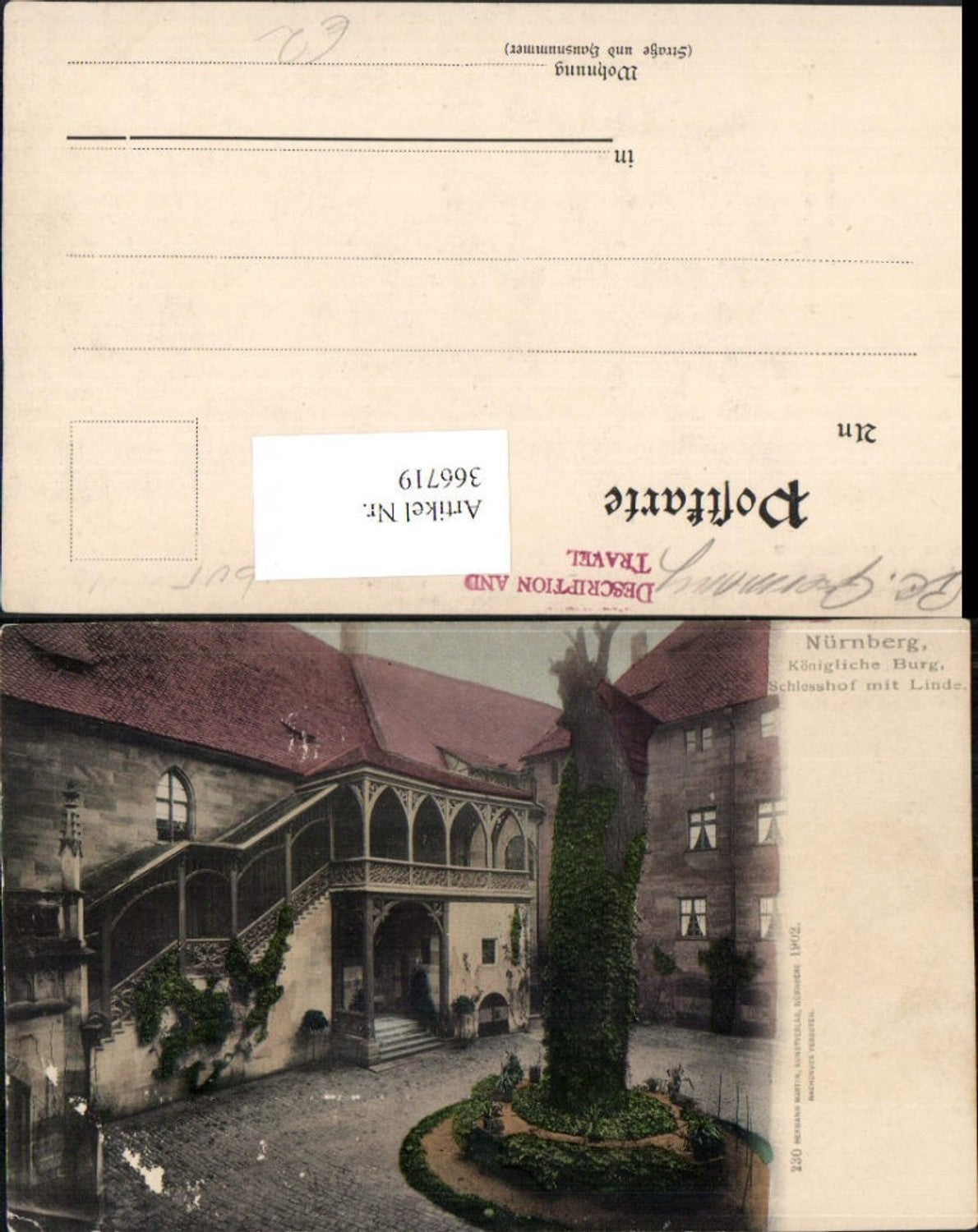 366719,Nürnberg Königliche Burg Schlosshof m. Linde