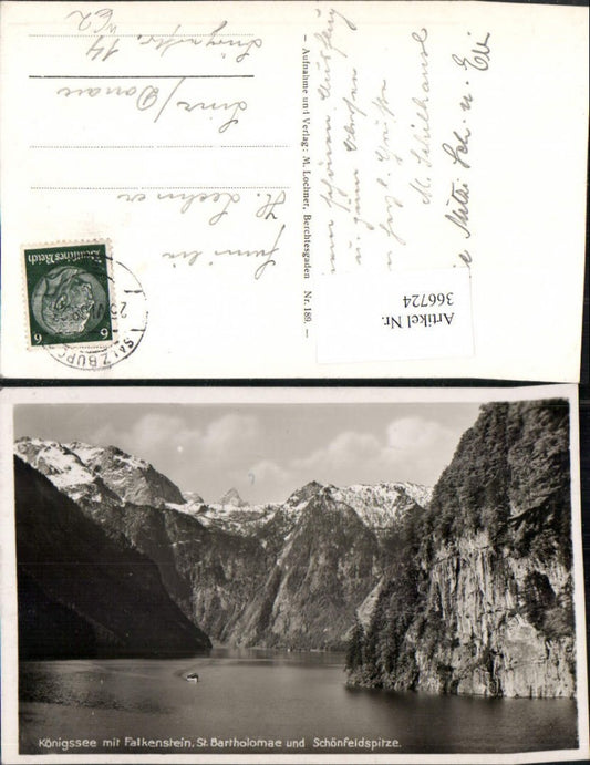 366724,Königssee See b. Schönau m. Falkenstein St. Bartholomä u. Schönfeldspitze Bergkulisse