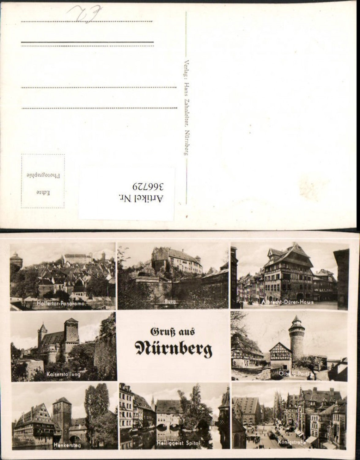 366729,Nürnberg Teilansicht Burg Henkersteg Königstraße Turm Mehrbildkarte