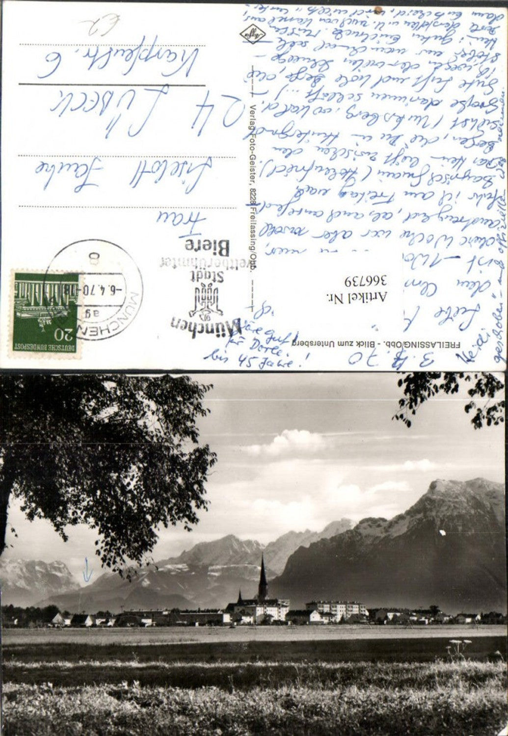366739,Freilassing Teilansicht m. Untersberg Bergkulisse