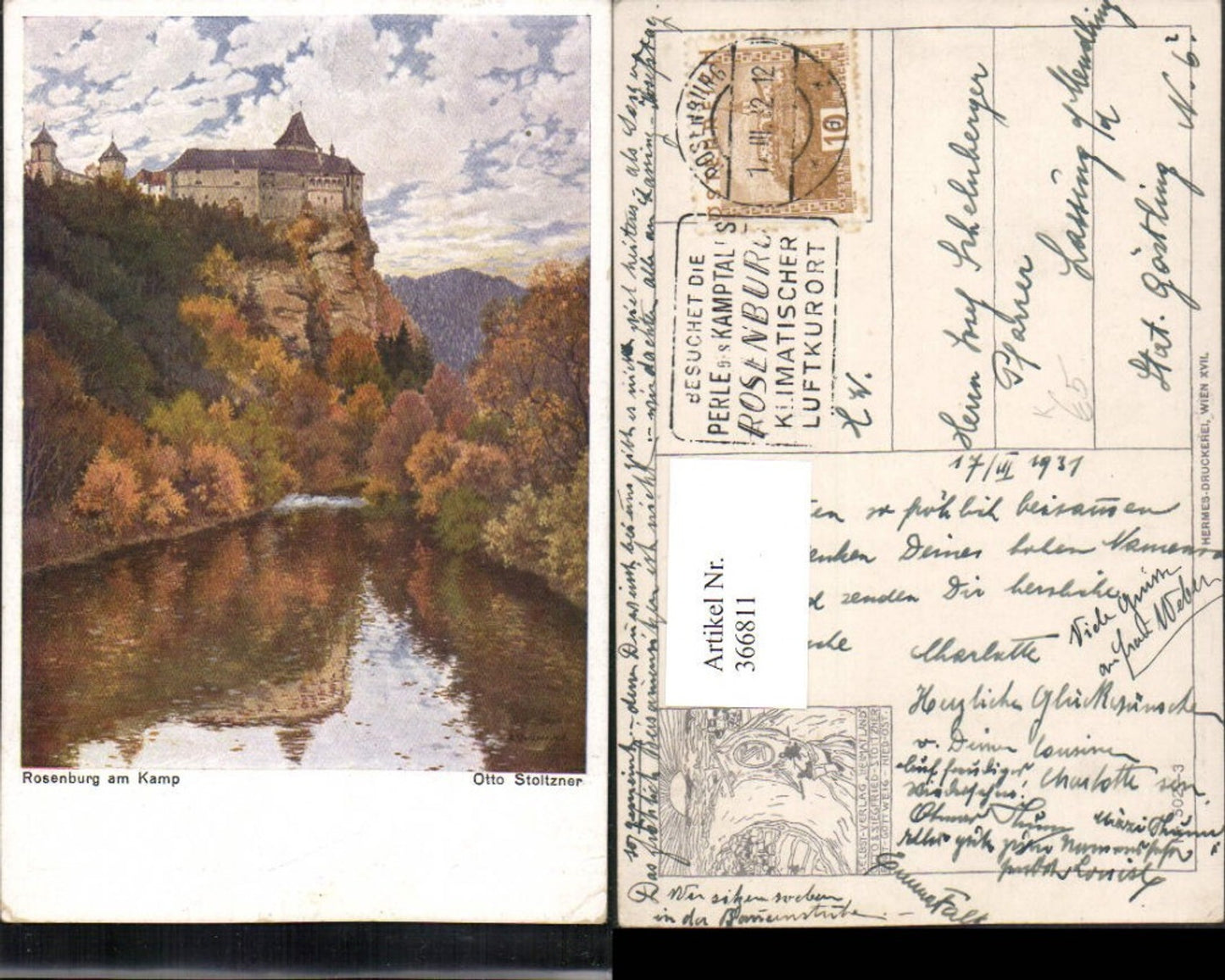 366811,Künstler AK Otto Stoitzner Rosenburg am Kamp Schloss