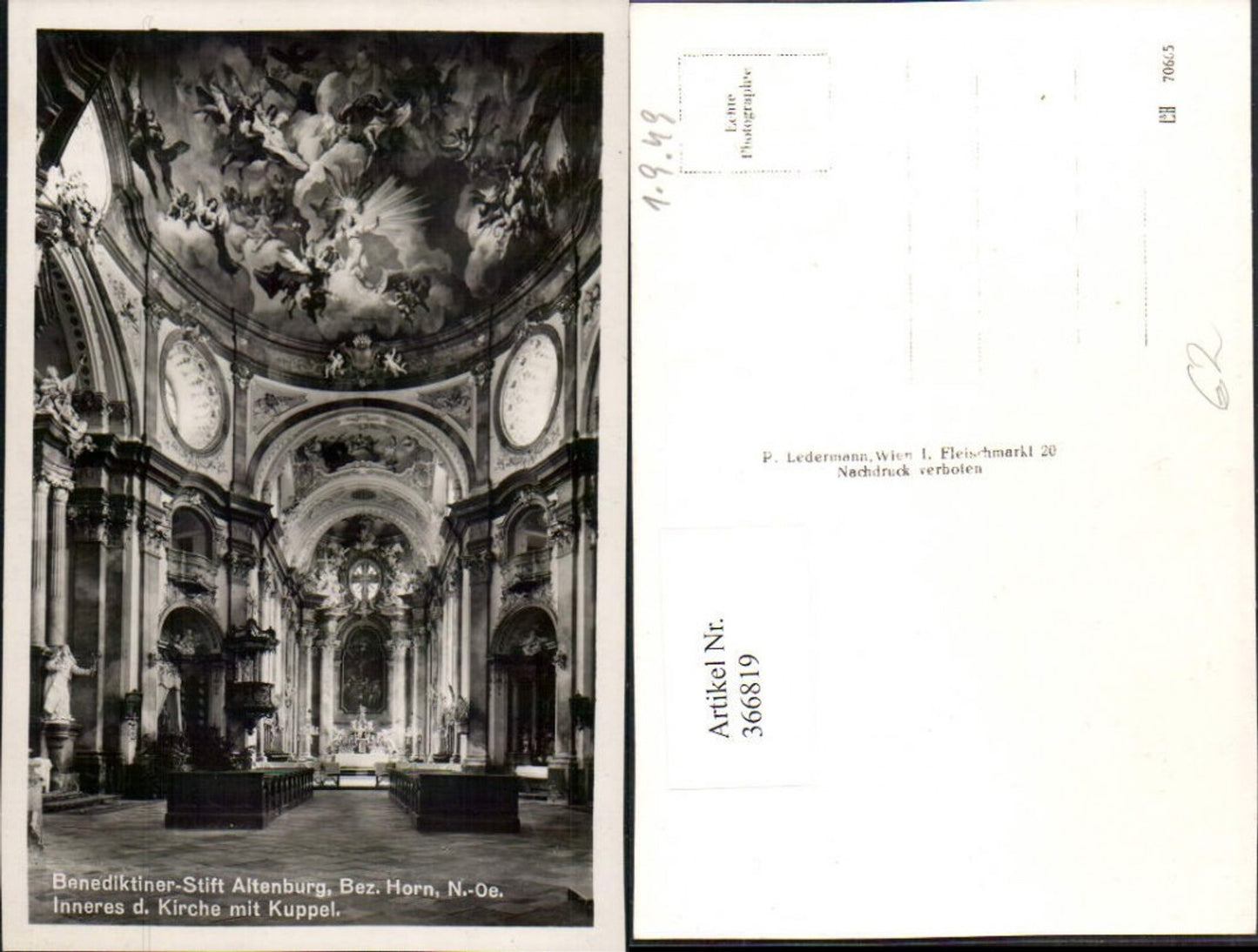 366819,Benediktiner Stift Altenburg b. Horn Kirche Innenansicht Kuppel