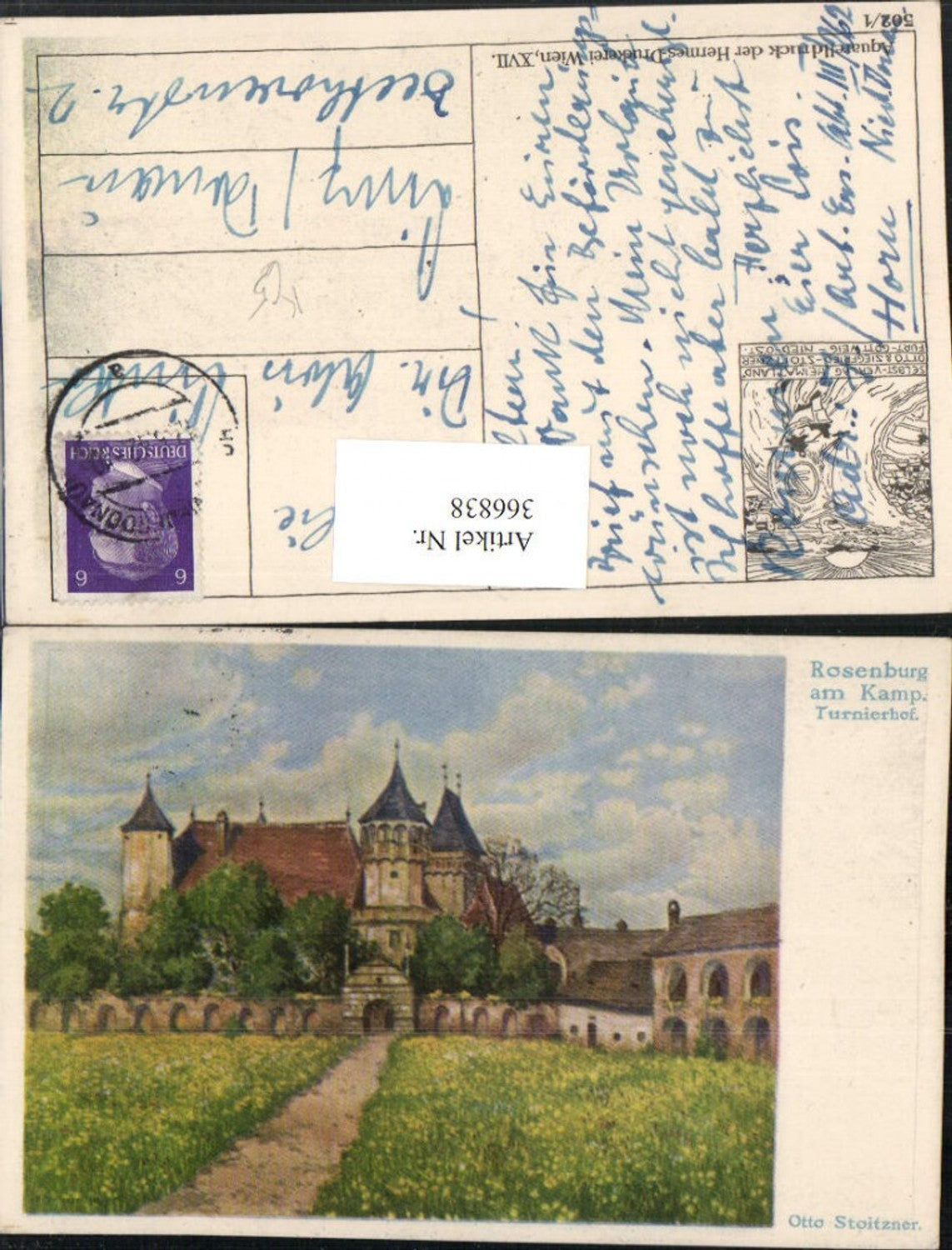 366838,Künstler AK Otto Stoitzner Schloss Rosenburg am Kamp Turnierhof