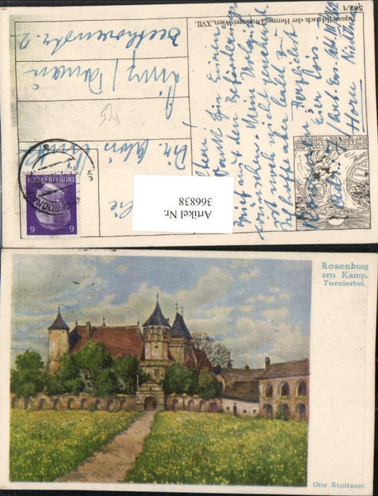 366838,Künstler AK Otto Stoitzner Schloss Rosenburg am Kamp Turnierhof
