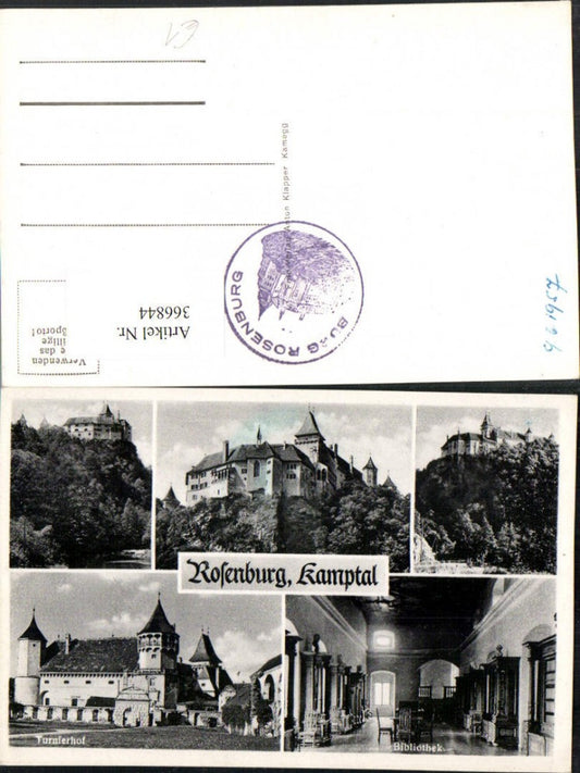 366844,Rosenburg im Kamptal Schloss Turnierhof Bibliothek Mehrbildkarte