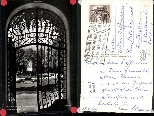 366867,Baden b. Wien Blick zum Undine-Brunnen