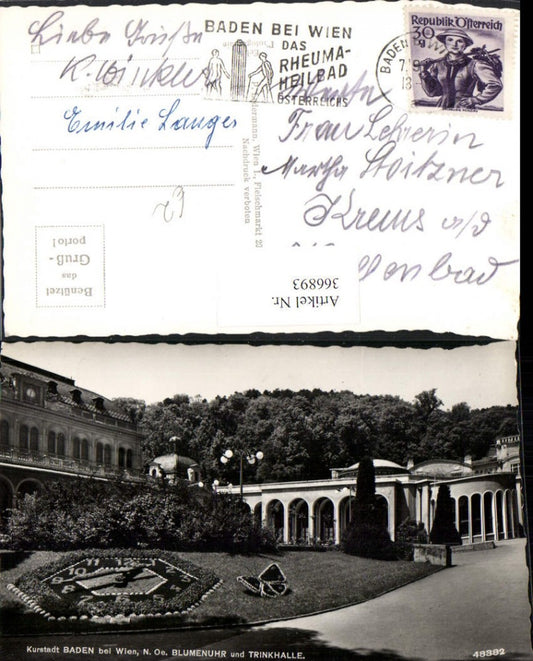 366893,Baden b. Wien Blumenuhr u. Trinkhalle
