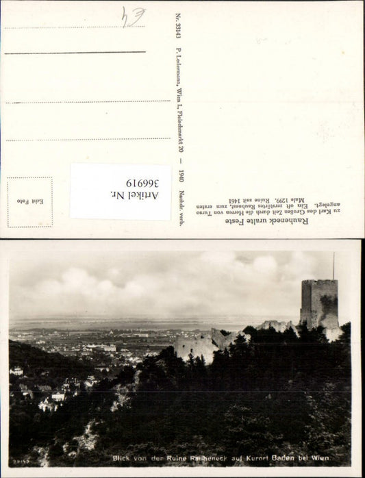 366919,Blick von d. Ruine Rauheneck auf Baden b.Wien Teilansicht