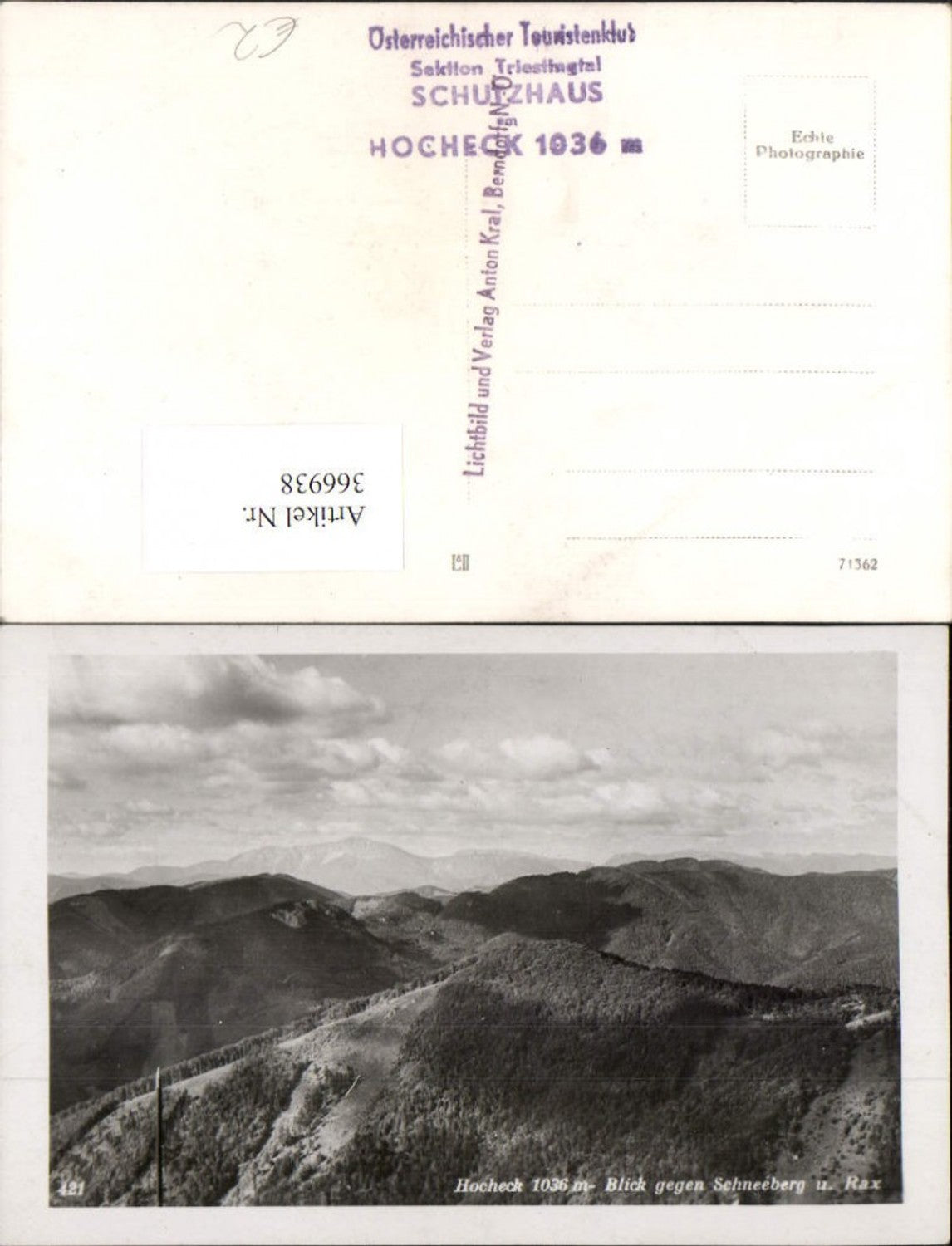 366938,Hocheck b. Furth an d. Triesting Blick geg. Schneeberg u. Rax Bergkulisse