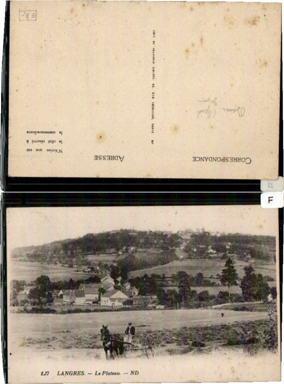 65628,Langres Le Plateau Bauer am feld Heuernte