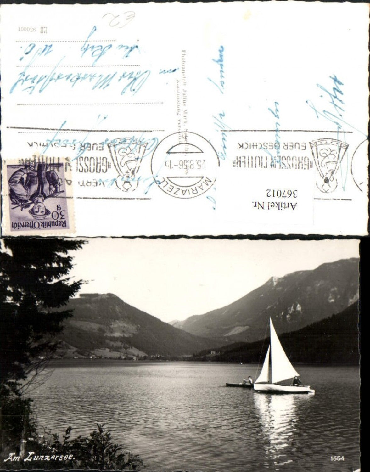 367012,Lunzersee See b. Lunz Segelboot Bergkulisse