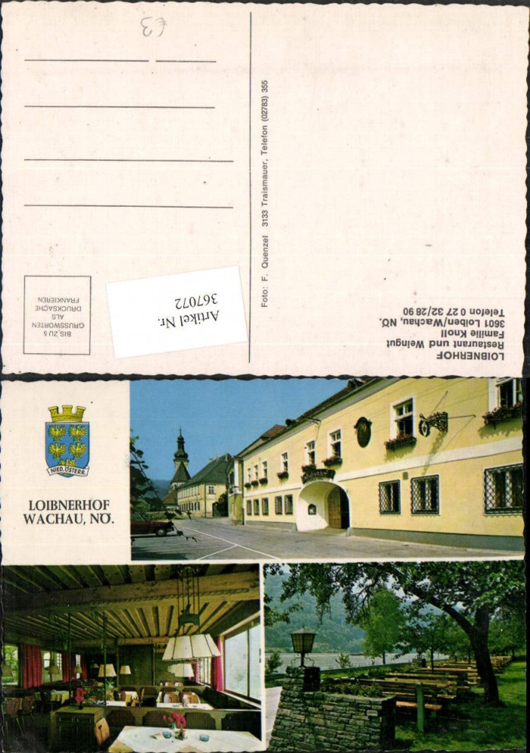 367072,Loiben in d. Wachau Loibnerhof Restaurant Weingut Mehrbildkarte