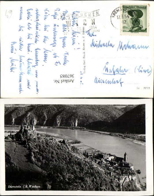 367085,Dürnstein in d. Wachau Totale m. Ruine