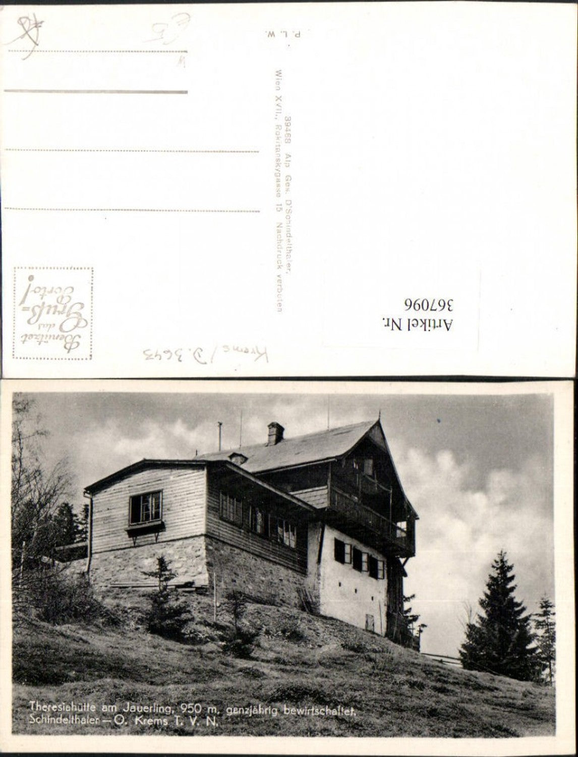 367096,Theresiahütte Berghütte am Jauerling b. Spitz an d. Donau