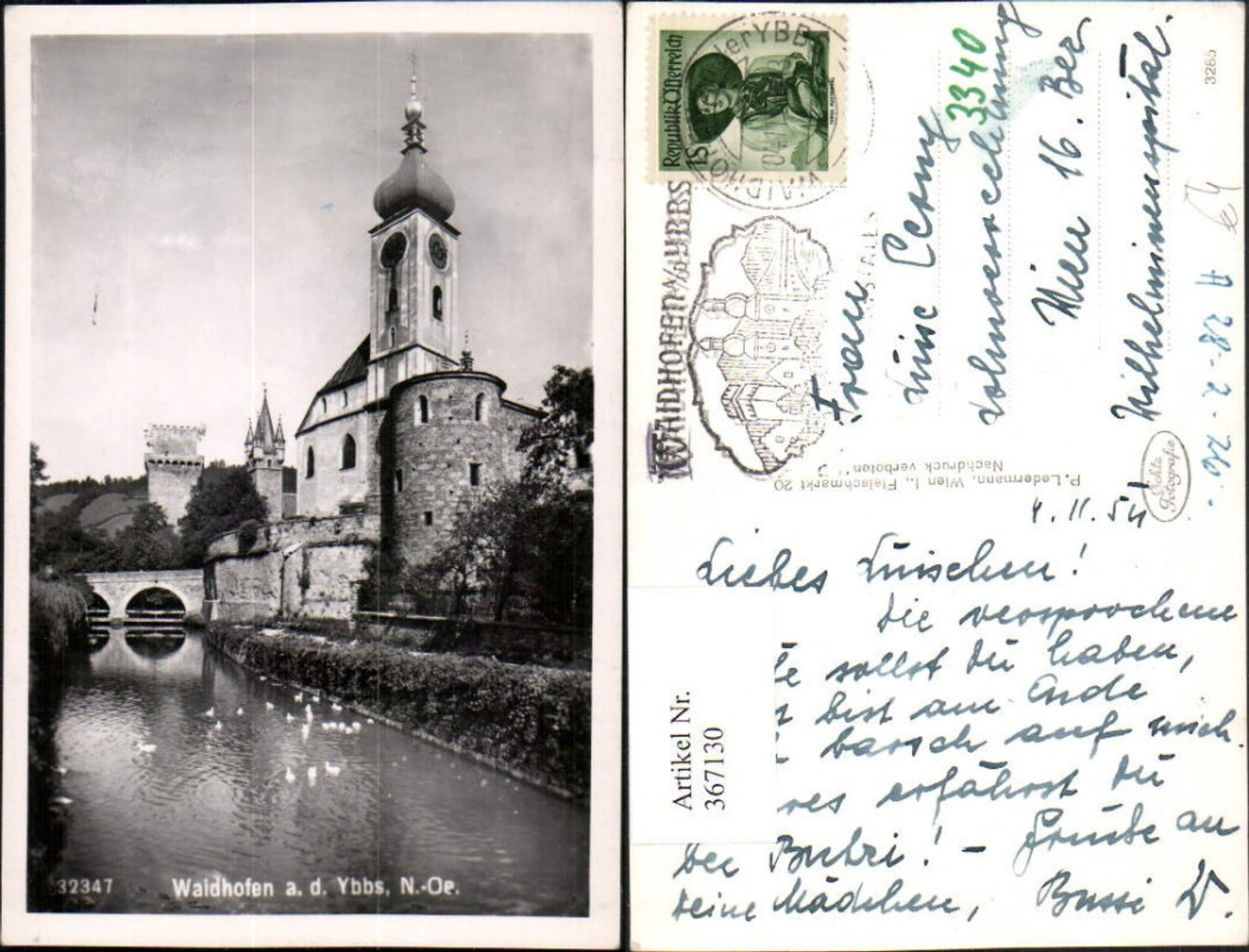 367130,Waidhofen an d. Ybbs Kirche Schloss Turm Brücke