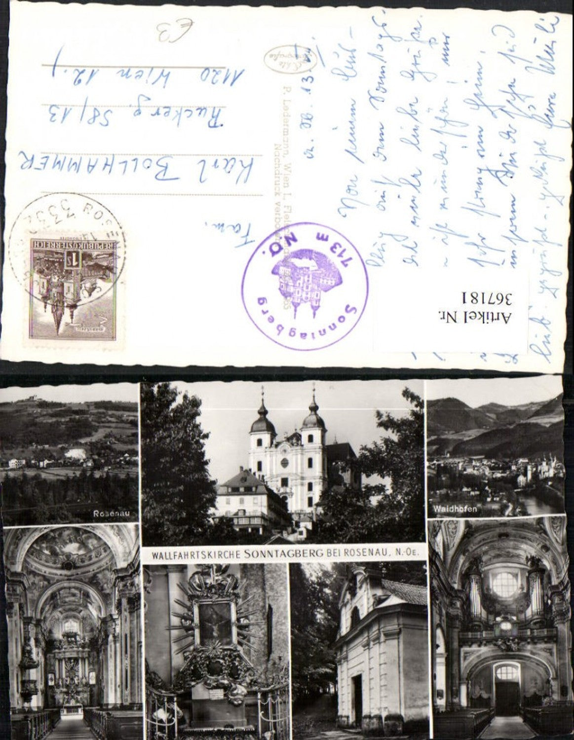 367181,Sonntagberg b. Rosenau Totale Basilika Kirche Innenansicht Mehrbildkarte