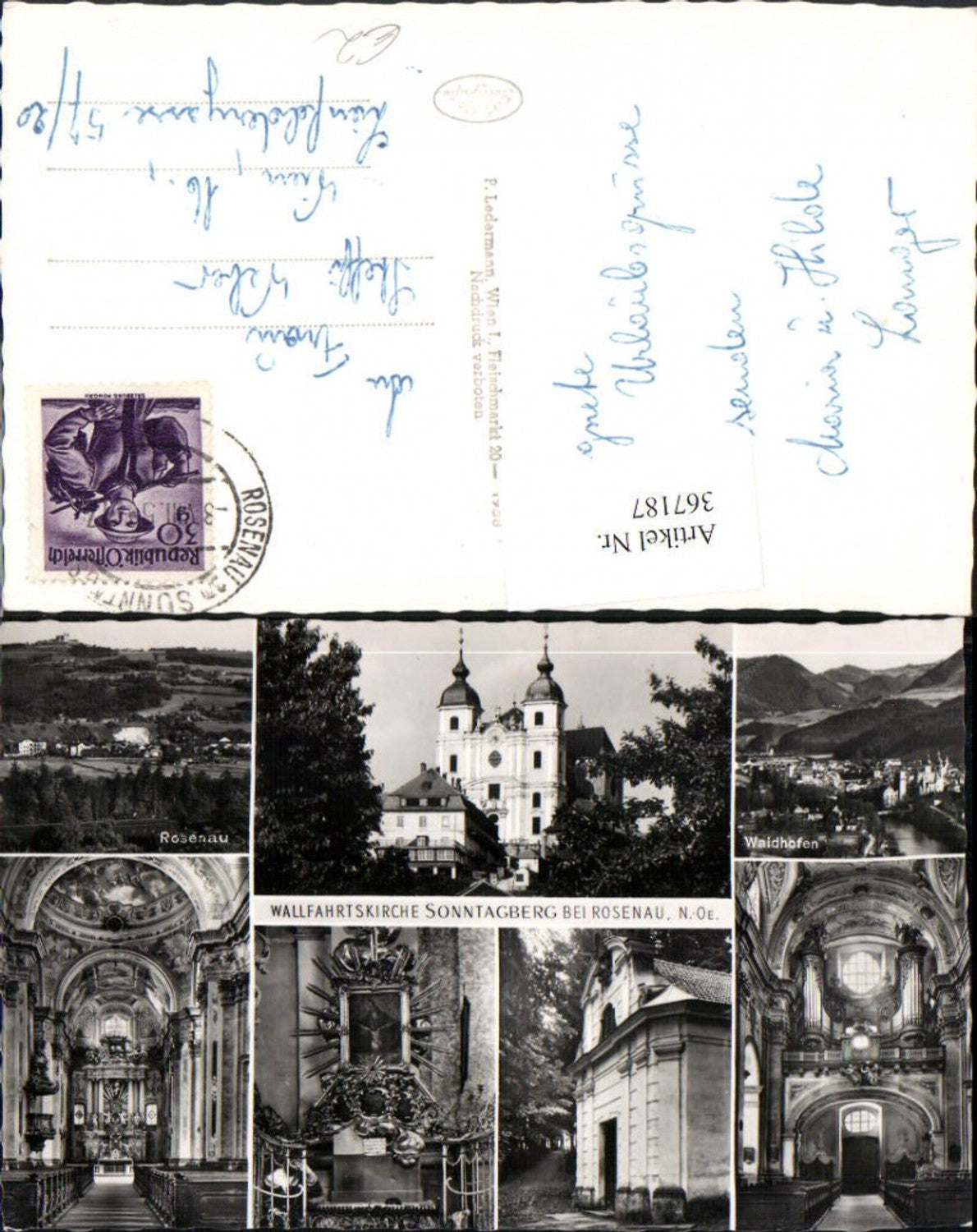 367187,Sonntagberg b. Rosenau Totale Basilika Kirche Innenansicht Mehrbildkarte